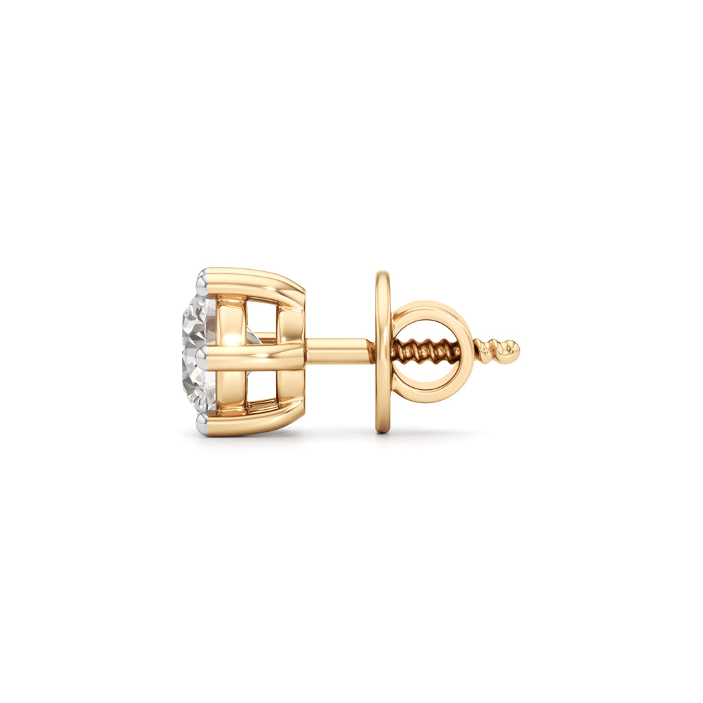Classic Solitaire 925 Silver  18k Gold Vermeil Stud Earrings