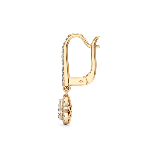 Radiant PearDrop 925 Silver  18k Gold Vermeil Halo Earrings