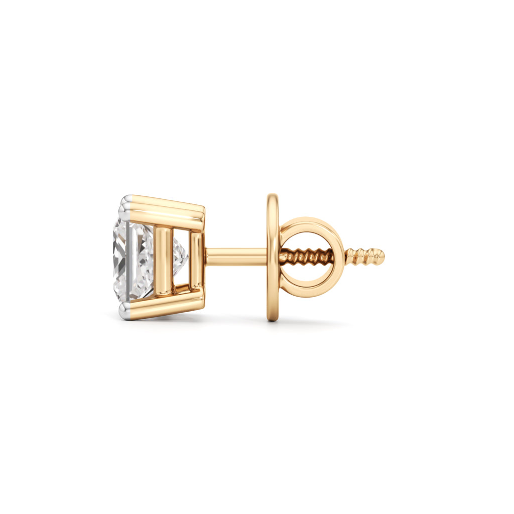 Elite PrincessCut 925 Silver  18k Gold Vermeil Stud Earrings