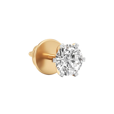 Architectural Solitaire 925 Silver 18k Gold Plated 6Prong Stud Earrings