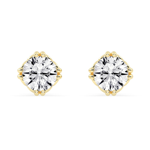 Regal CrownSet Solitaire 925 Silver 18k Gold Plated Statement Stud Earrings