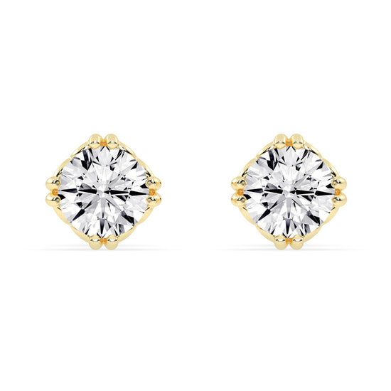 Regal CrownSet Solitaire 925 Silver 18k Gold Plated Statement Stud Earrings