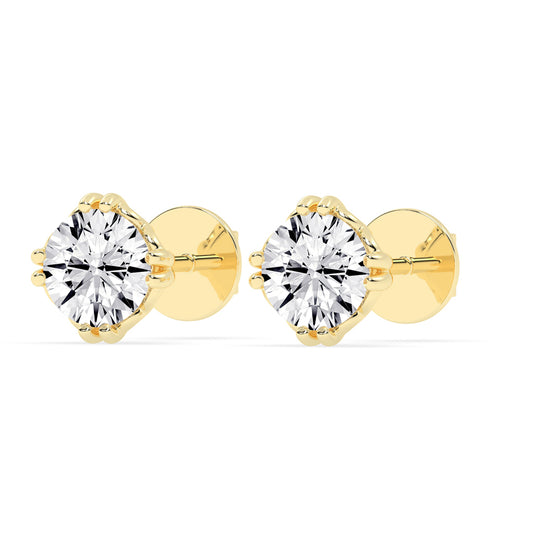Regal CrownSet Solitaire 925 Silver 18k Gold Plated Statement Stud Earrings