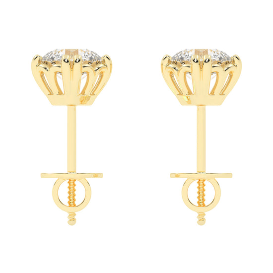 Regal CrownSet Solitaire 925 Silver 18k Gold Plated Statement Stud Earrings