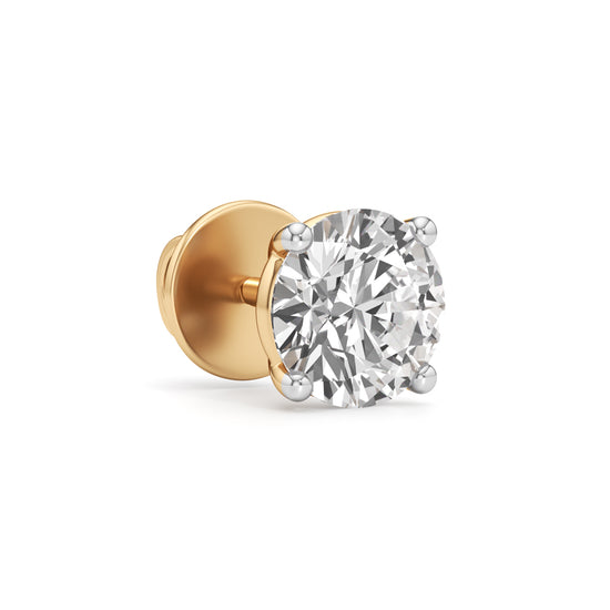 Elite Solitaire 925 Silver  18k Gold Vermeil Stud Earrings
