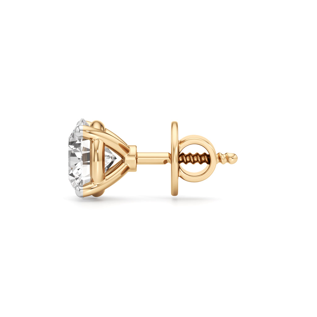 Elite Solitaire 925 Silver  18k Gold Vermeil Stud Earrings