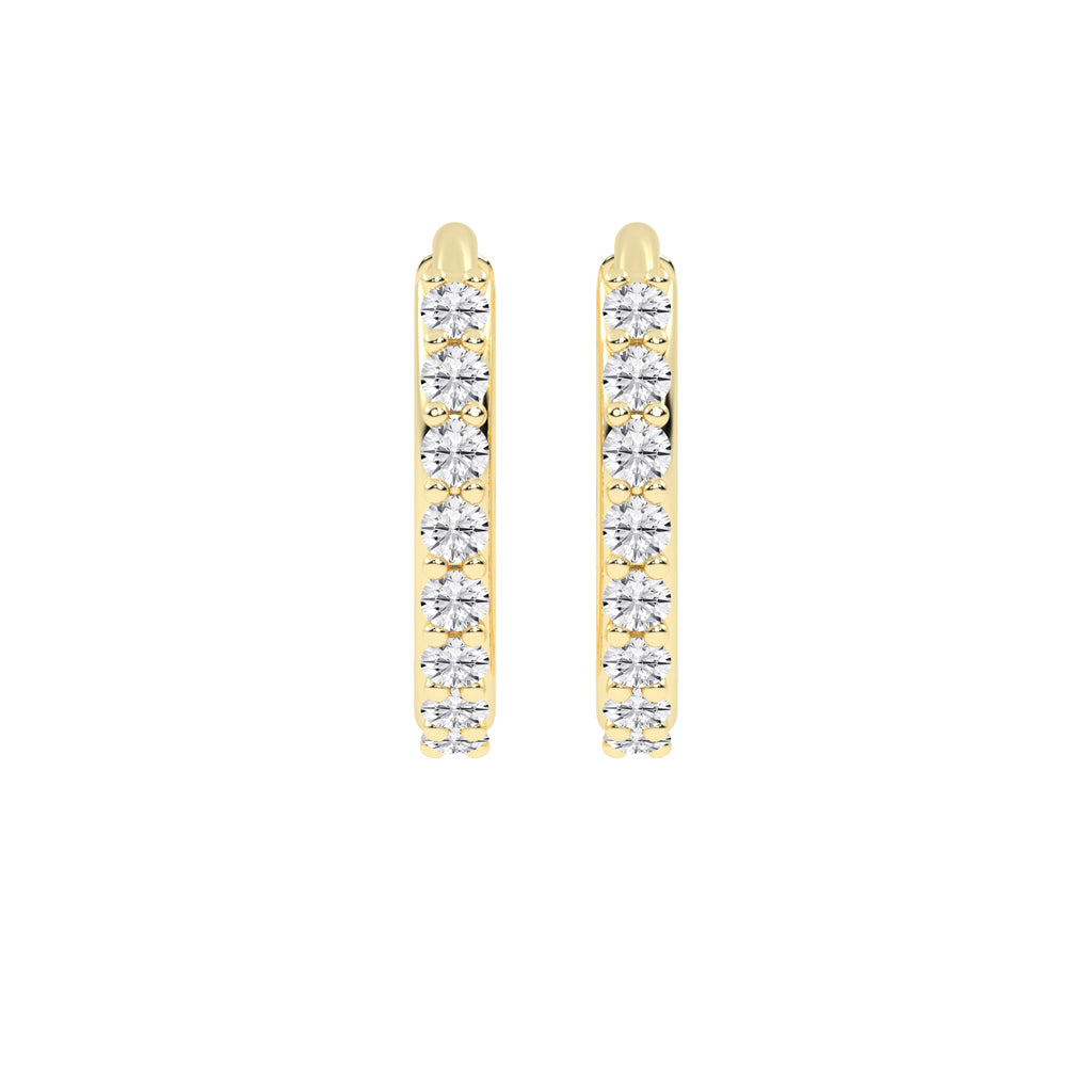 Radiant PavSet 925 Silver  18k Gold Plated  Huggie Hoop Earrings