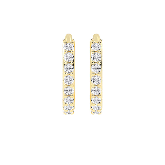 Radiant PavSet 925 Silver  18k Gold Plated  Huggie Hoop Earrings
