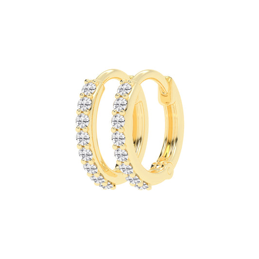 Radiant PavSet 925 Silver  18k Gold Plated  Huggie Hoop Earrings
