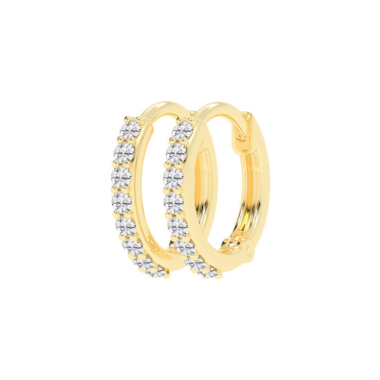 Radiant PavSet 925 Silver  18k Gold Plated  Huggie Hoop Earrings