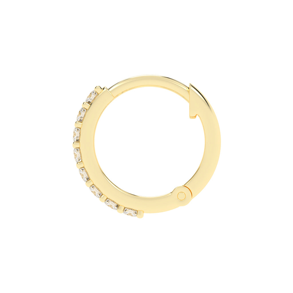Radiant PavSet 925 Silver  18k Gold Plated  Huggie Hoop Earrings
