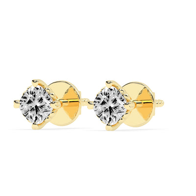 Elegant 925 Silver  18k Gold Vermeil 4mm Cushion Cut Solitaire Stud Earrings with Secure Screw Backs