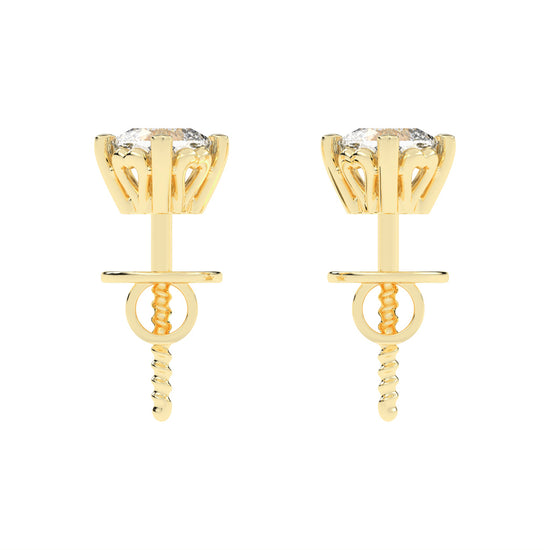 Elegant 925 Silver  18k Gold Vermeil 4mm Cushion Cut Solitaire Stud Earrings with Secure Screw Backs