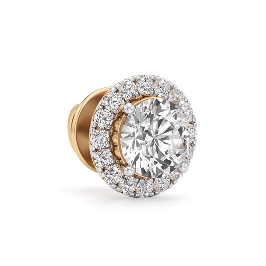Luxury 925 Silver  18k Gold Vermeil Brilliant Halo Solitaire Stud Earrings