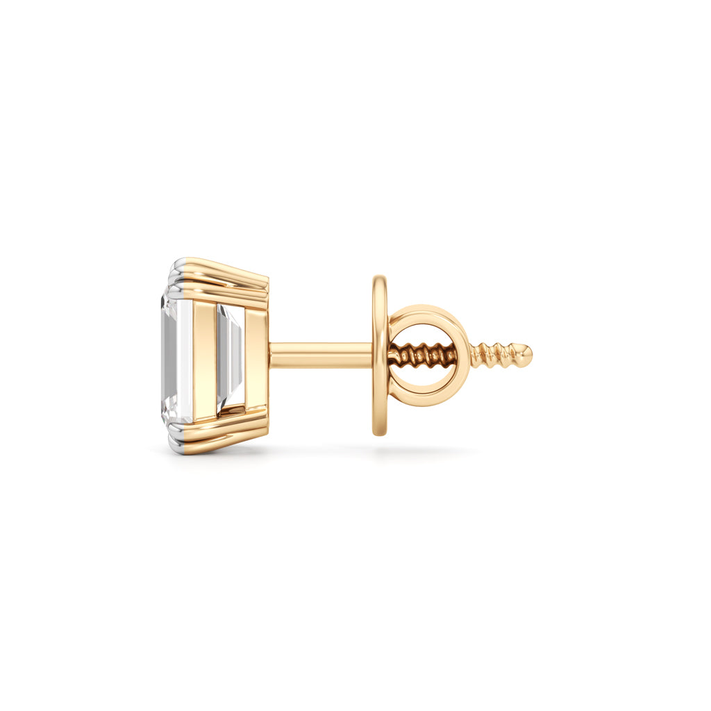 Elite EmeraldCut 925 Silver  18k Gold Vermeil Stud Earrings
