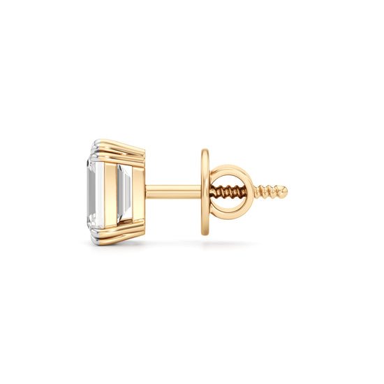 Elite EmeraldCut 925 Silver  18k Gold Vermeil Stud Earrings