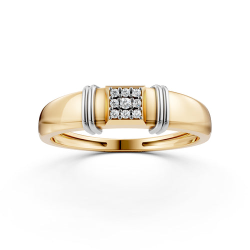 Sophisticated 925 Silver  18k Gold Vermeil Mens Band with RhodiumAccented Pav Center