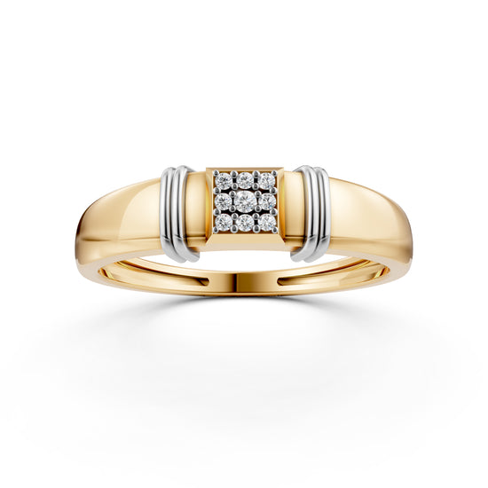 Sophisticated 925 Silver  18k Gold Vermeil Mens Band with RhodiumAccented Pav Center
