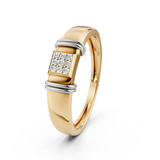 Sophisticated 925 Silver  18k Gold Vermeil Mens Band with RhodiumAccented Pav Center