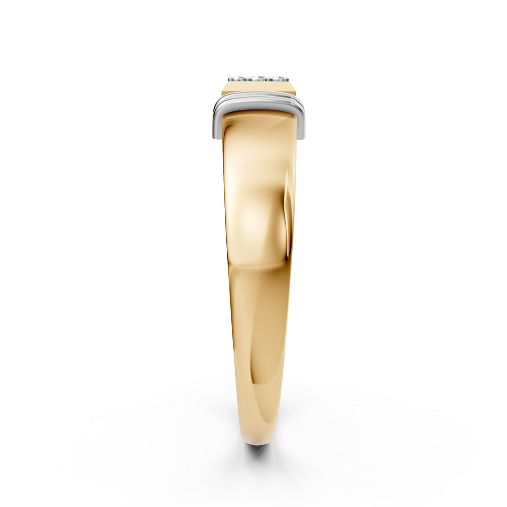 Sophisticated 925 Silver  18k Gold Vermeil Mens Band with RhodiumAccented Pav Center