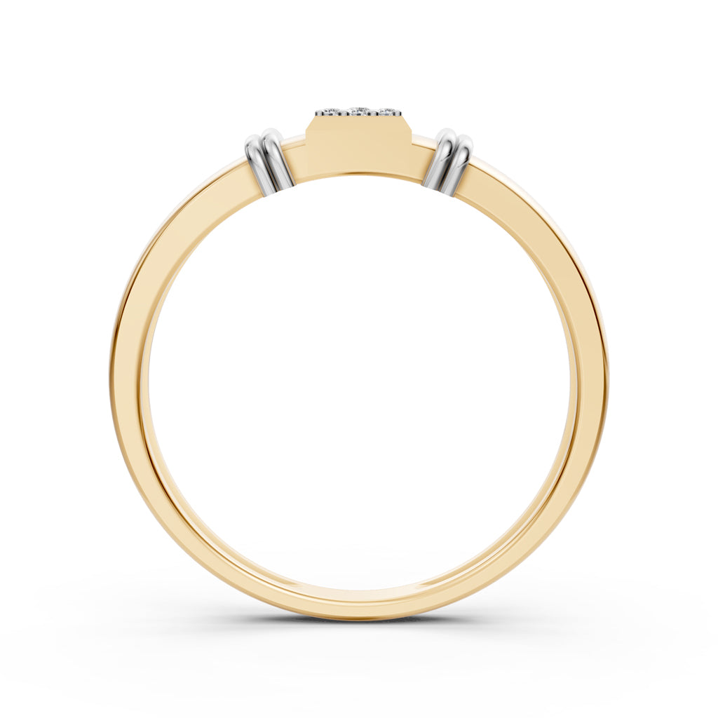 Sophisticated 925 Silver  18k Gold Vermeil Mens Band with RhodiumAccented Pav Center