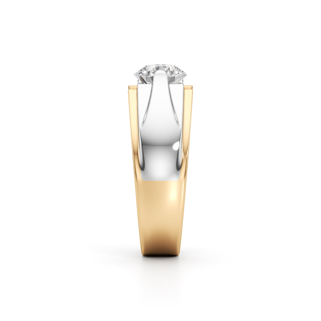 Solitaire 925 Silver  18k Gold Vermeil Mens Statement Ring