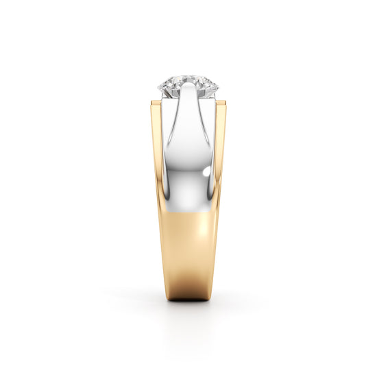 Solitaire 925 Silver  18k Gold Vermeil Mens Statement Ring