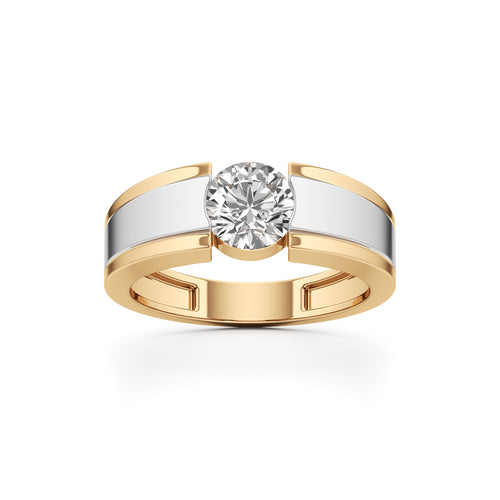 Architectural Bold Solitaire 925 Silver  18k Gold Vermeil Mens Sparkle Ring