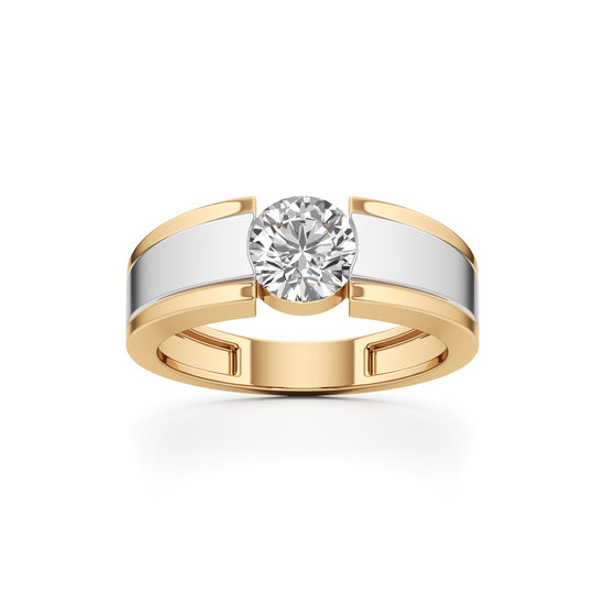 Architectural Bold Solitaire 925 Silver  18k Gold Vermeil Mens Sparkle Ring