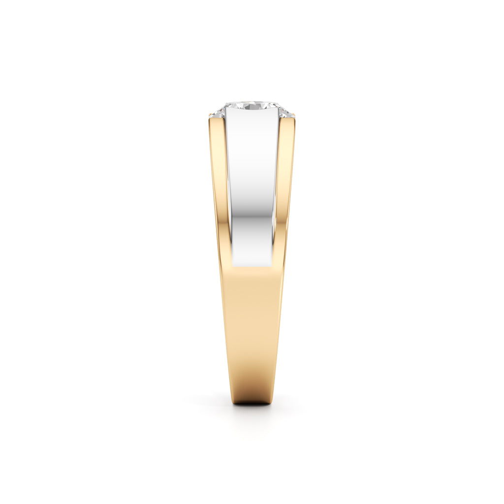 Architectural Bold Solitaire 925 Silver  18k Gold Vermeil Mens Sparkle Ring