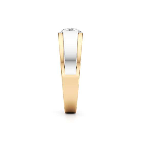 Architectural Bold Solitaire 925 Silver  18k Gold Vermeil Mens Sparkle Ring