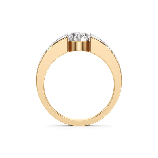 Architectural Bold Solitaire 925 Silver  18k Gold Vermeil Mens Sparkle Ring