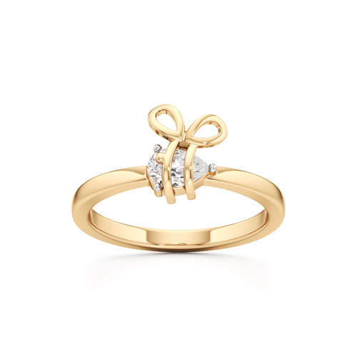 Whimsical PearCut 925 Silver 18k Gold Plated Artisan Bow Statement Ring