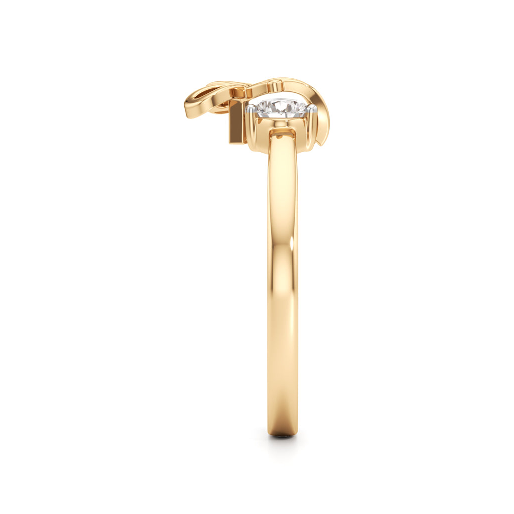 Whimsical PearCut 925 Silver 18k Gold Plated Artisan Bow Statement Ring