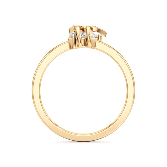 Whimsical PearCut 925 Silver 18k Gold Plated Artisan Bow Statement Ring