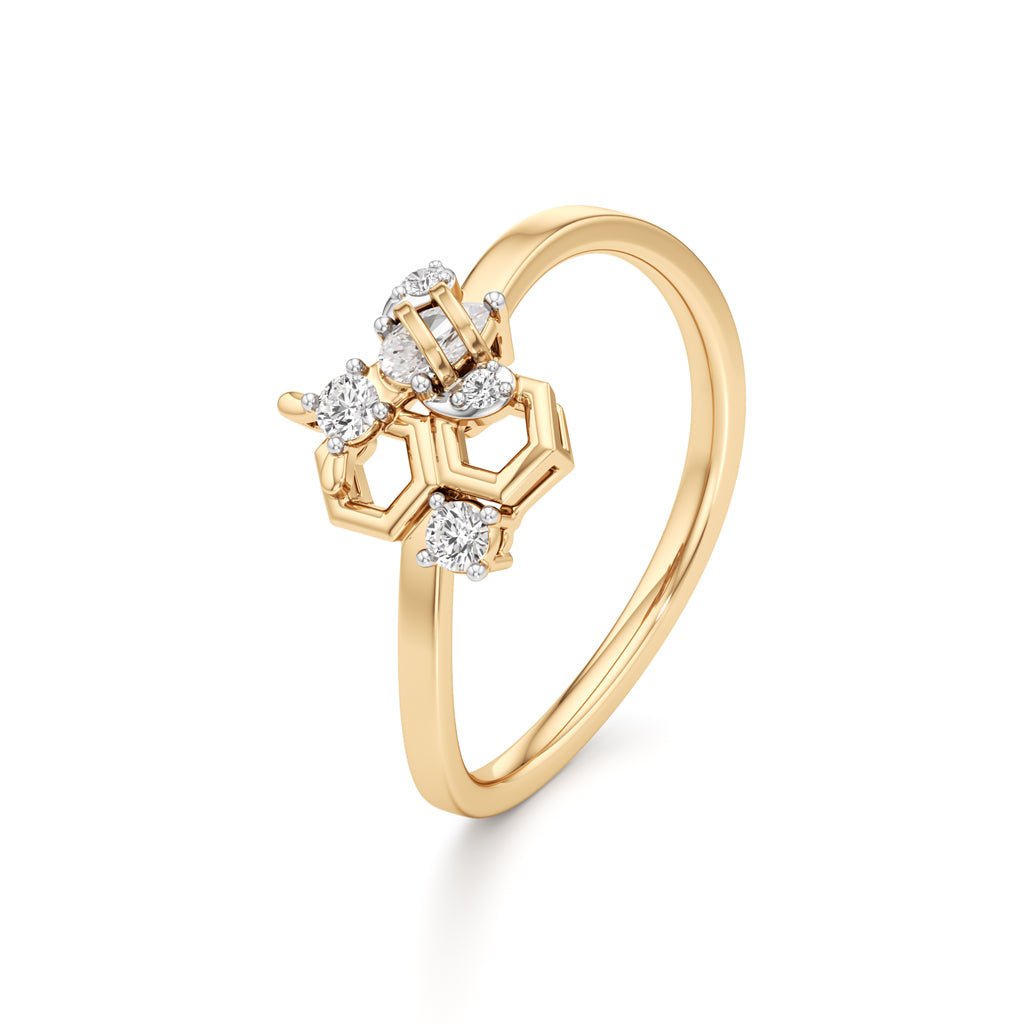 Hidden Halo 925 Silver 18k Gold Plated 660mm Round Brilliant Solitaire Ring
