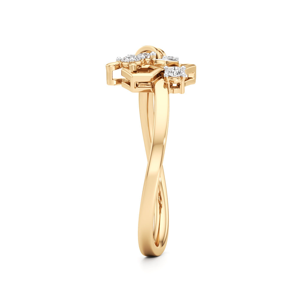 Hidden Halo 925 Silver 18k Gold Plated 660mm Round Brilliant Solitaire Ring