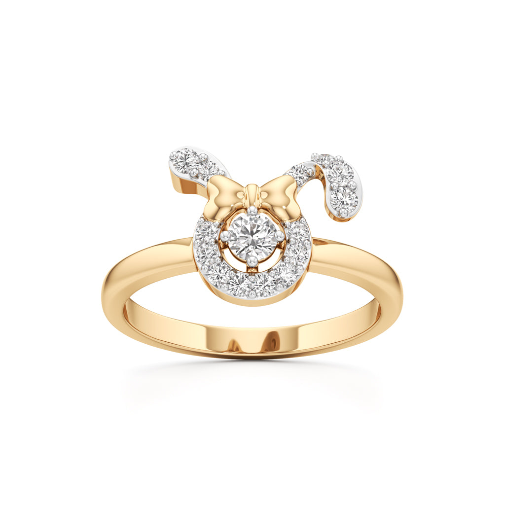Whimsical Character Halo 925 Silver 18k Gold Plated Bow  Ribbon Statement Ring
