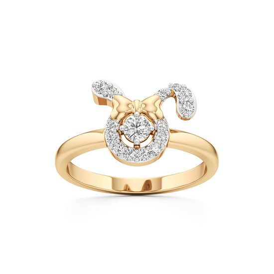 Whimsical Character Halo 925 Silver 18k Gold Plated Bow  Ribbon Statement Ring