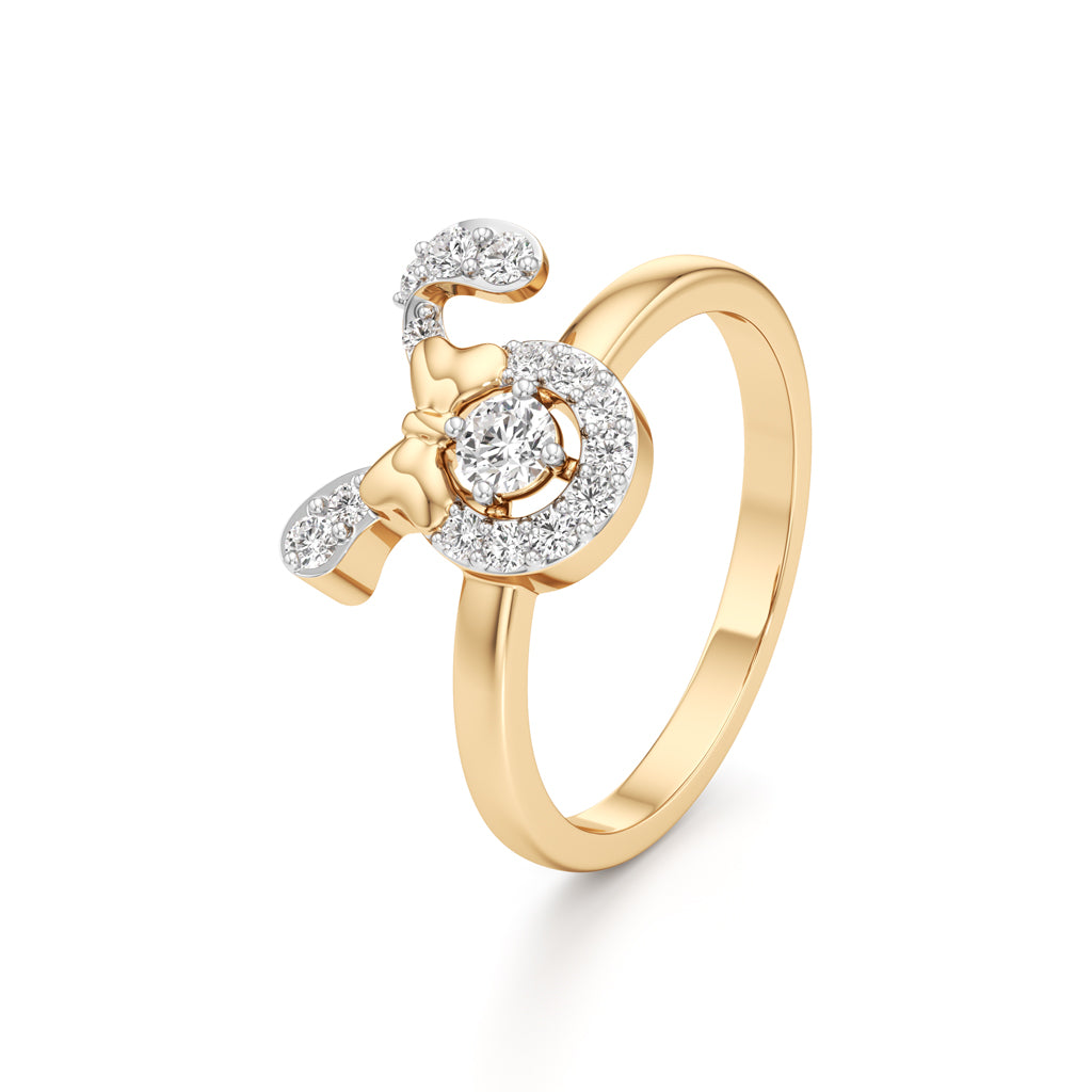 Whimsical Character Halo 925 Silver 18k Gold Plated Bow  Ribbon Statement Ring