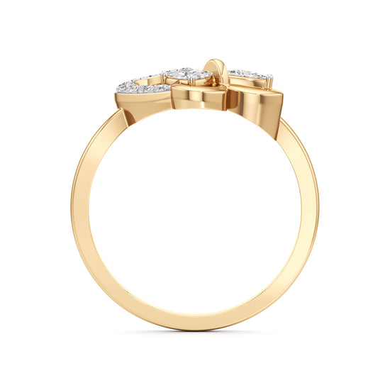 Artisan Trillion Butterfly  Pav Heart 925 Silver 18k Gold Plated Statement Ring