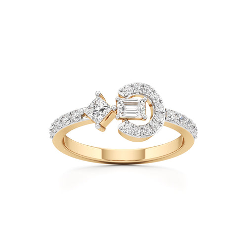 Geometric OpenCuff 925 Silver 18k Gold Plated Emerald  PrincessCut Statement Ring