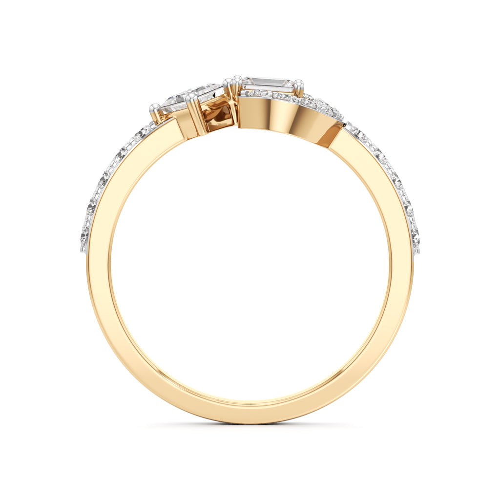 Geometric OpenCuff 925 Silver 18k Gold Plated Emerald  PrincessCut Statement Ring