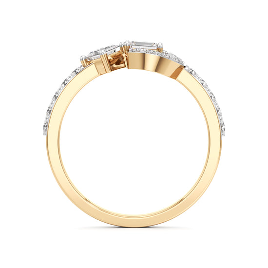 Geometric OpenCuff 925 Silver 18k Gold Plated Emerald  PrincessCut Statement Ring