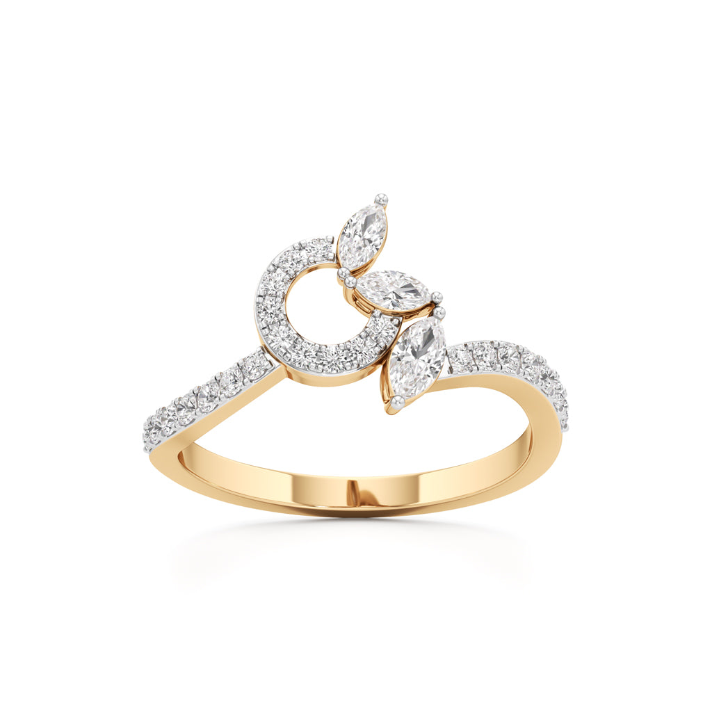Botanical Marquise Leaf 925 Silver 18k Gold Plated Artisan Bypass Statement Ring