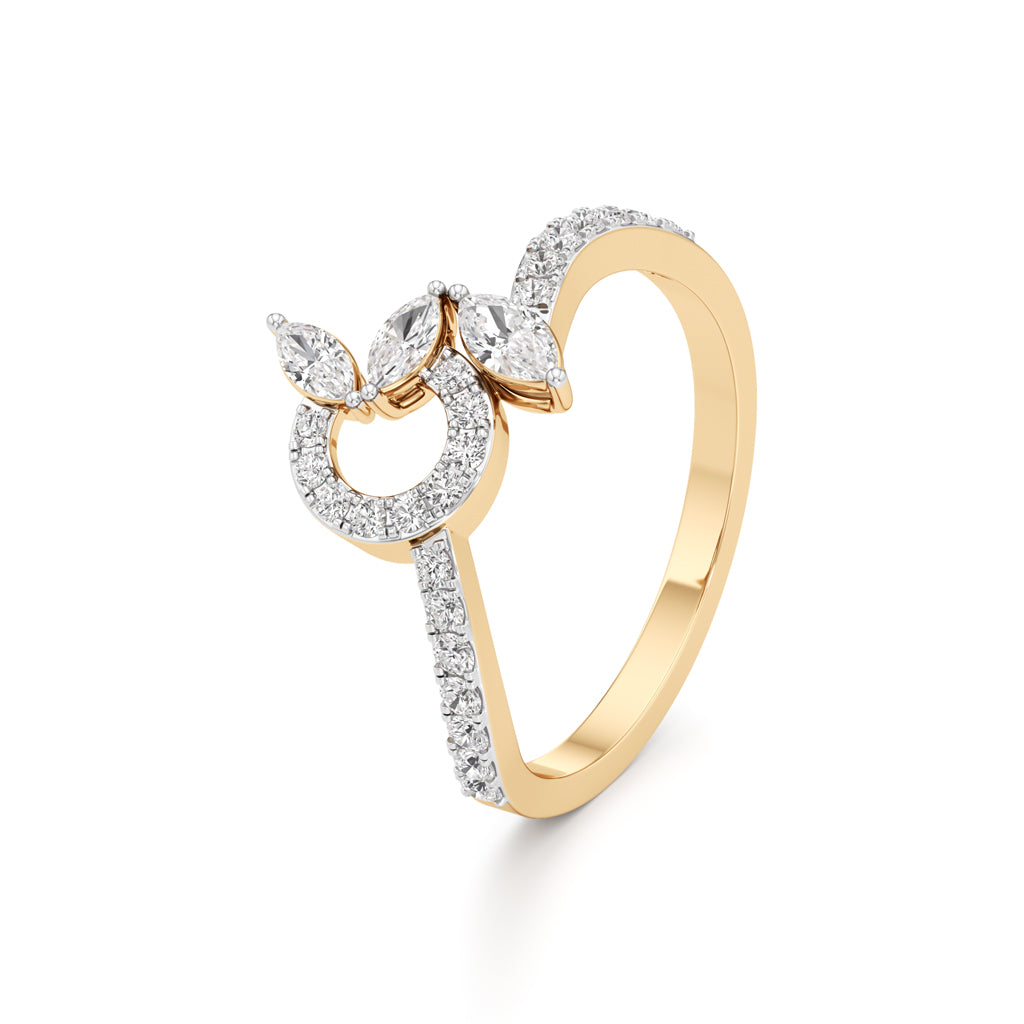 Botanical Marquise Leaf 925 Silver 18k Gold Plated Artisan Bypass Statement Ring
