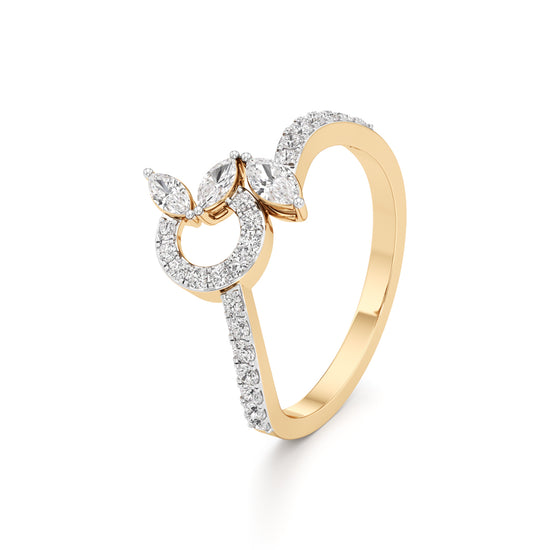 Botanical Marquise Leaf 925 Silver 18k Gold Plated Artisan Bypass Statement Ring