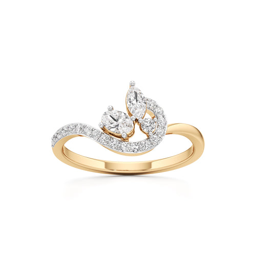 Artisan Floral Marquise  Oval 925 Silver 18k Gold Plated SCurve Statement Ring