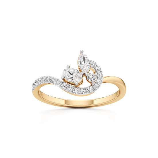 Artisan Floral Marquise  Oval 925 Silver 18k Gold Plated SCurve Statement Ring