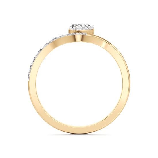 Artisan HeartCut Solitaire 925 Silver  18k Gold Plated VCurve Pav Ring